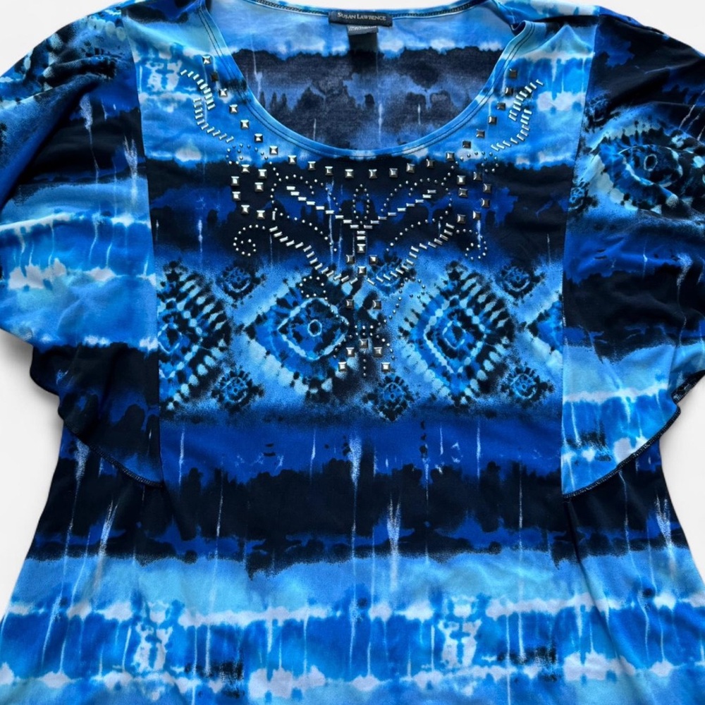 Susan Lawrence Vibrant Blue Geometric Blouse